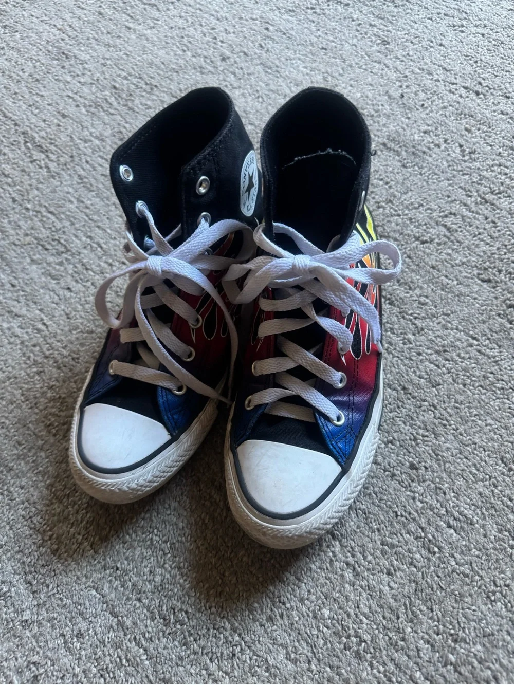 Converse Kids' High-Top Sneakers with Flame Print - Black/Multi